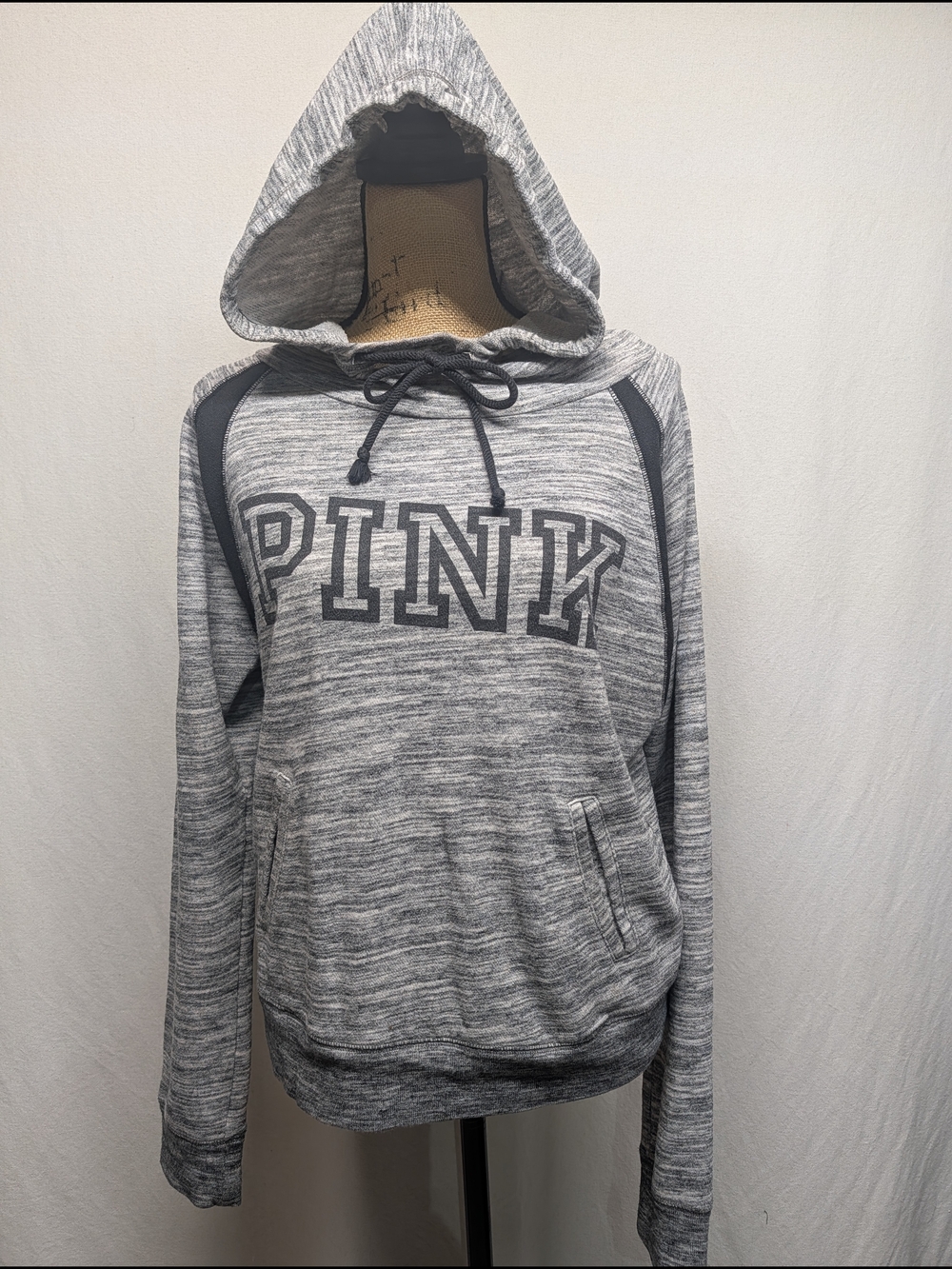 PINK Victoria's Secret Women's Gray Hooded Pullover Sweatshirt